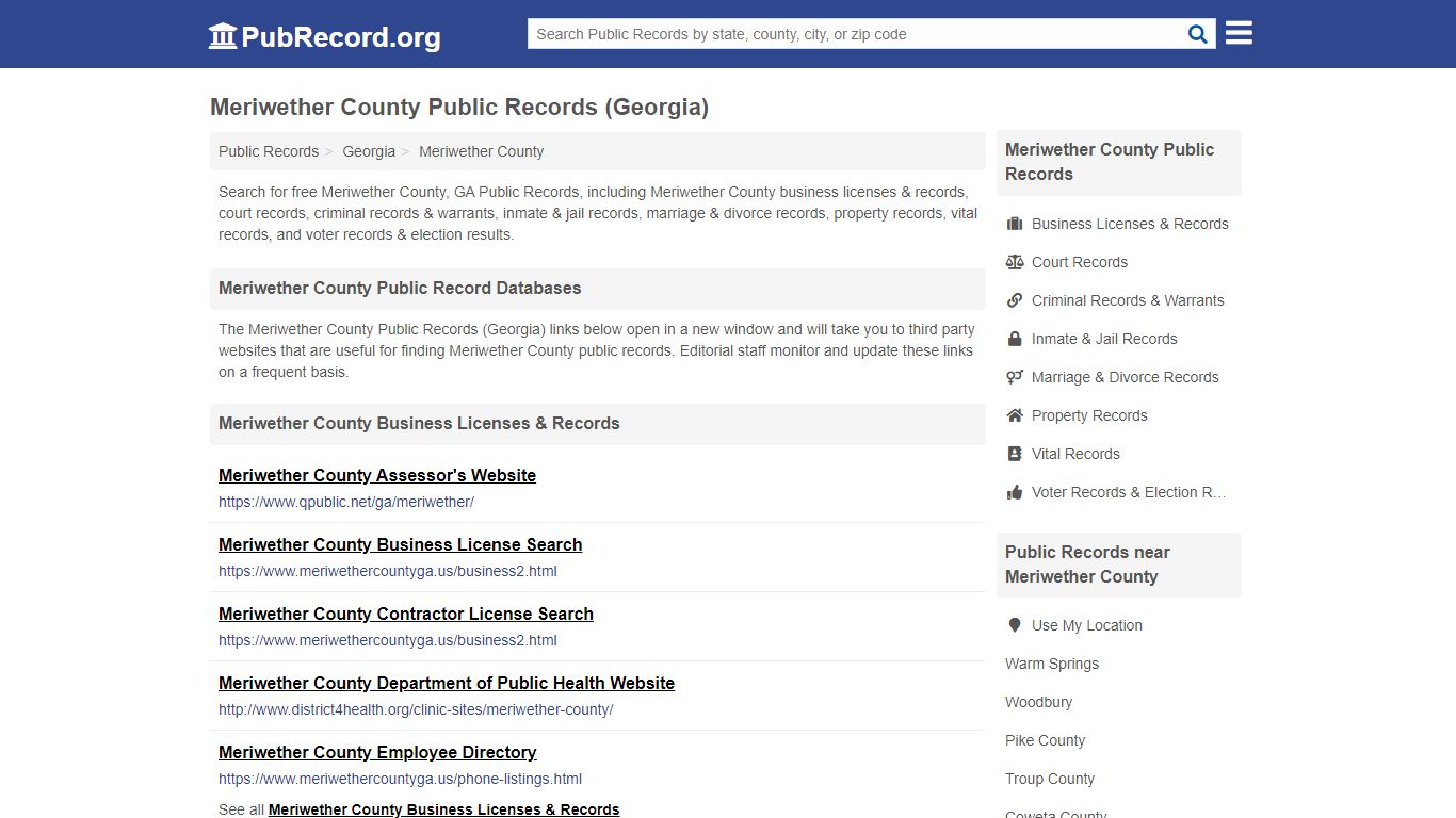 Meriwether County Public Records (Georgia) - pubrecord.org